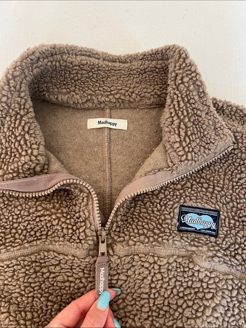 Madhappy Taupe Sherpa Half-Zip Pullover - Picture 2 of 3